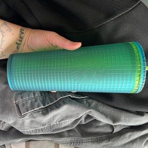 Green Starbucks tumbler